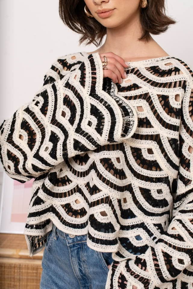 Cardigan crochet ivoire, Maison 26